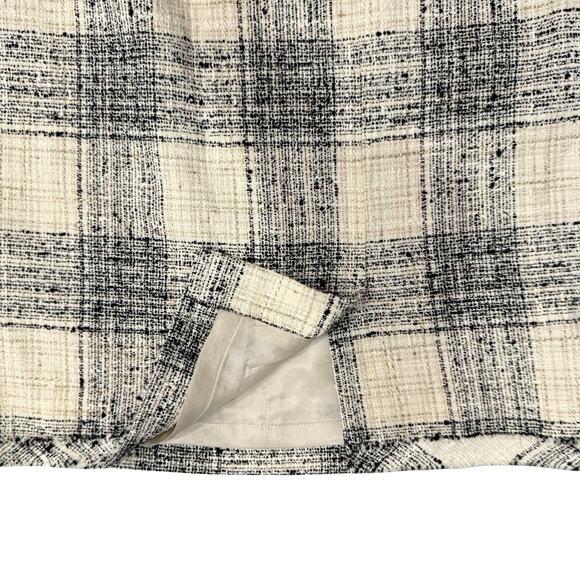 The Fold London Black Beige Tweed Plaid Midi Fringe Pencil Skirt Sz 8 US / 12 UK - Picture 3 of 9